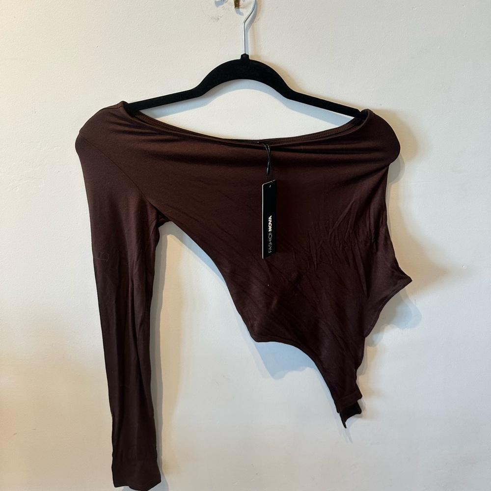 Brown Asymmetrical Women's Top